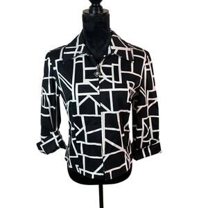 90s Vintage Joseph Ribkoff Geometric Print Zip Front Blazer Womens size 10